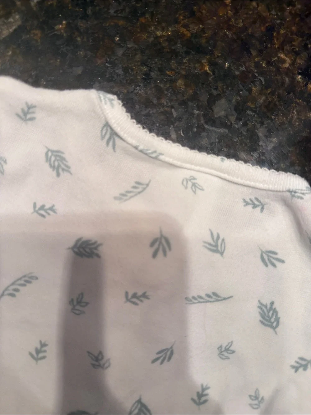 Long-Sleeve Peplum Top in Light Cream with Leaf Print - 12 Months Baby Girl NWOT